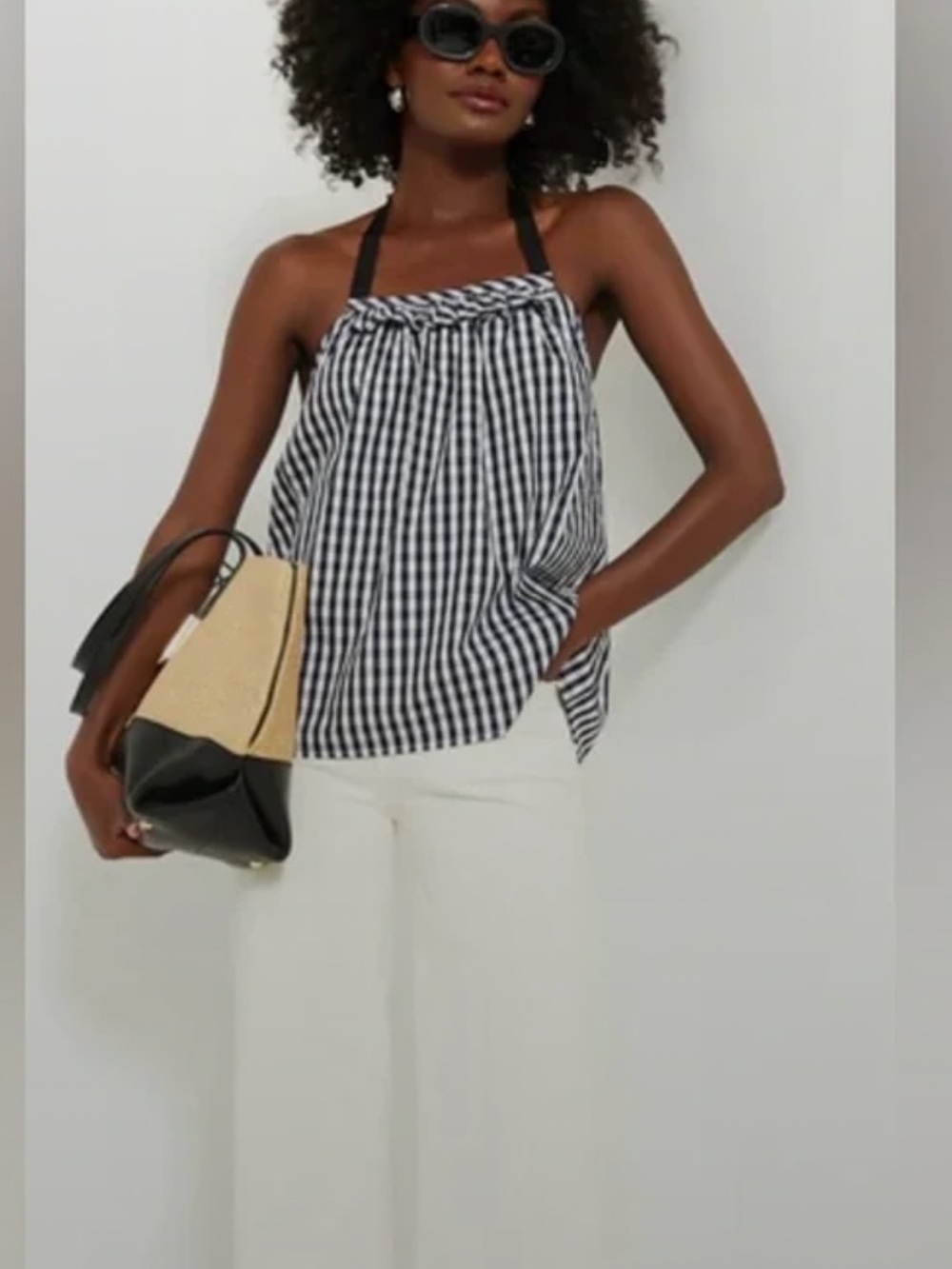 Tuckernuck Black & White Gingham Halter Camisole